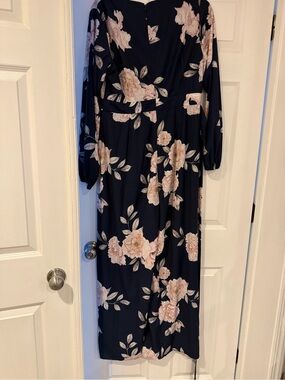 Valentina Navy Maxi Dress with Blush Floral Print